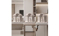 Stone-Like Aquarium Ornament with Angel Decorative Miniature Roman Temple Safe Pavilion Model Ancient for Desk, Bookshelf