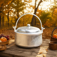 Commercial Stock Pot, Aluminum Alloy, Double-Handled Pot, 4-5L, With Lid, Matte Silver, Suitable for 10+ People