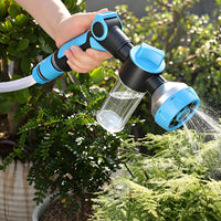 Transparent Reservoir Multifunction Spray Textured Grip Handheld Water Blue Accents Multi Function Water Jet Nozzle