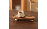 Elevated Serving Tray Low-Profile Tray with Feet Footened Wooden Serving Platter for Dining Table
