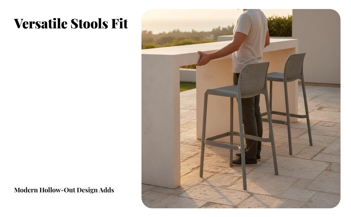 Indoor/Outdoor Use Plastic Bar Stool with Backrest Sturdy Construction Modern Plastic Bar Stool Lightweight Kitchen Island Chair Long-Lasting for Cafe Owners, Homeowners, Adults, Restaurant, Patio, Dining Room