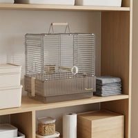Folding Bird Cage with Top Handle, Portable Bird Cage in Stainless Steel Metal, Small Bird Cage for Outdoor Travel