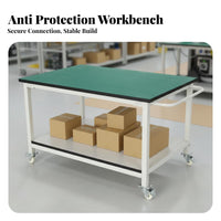 Anti Rolling Workbench Lockable Casters Two-Tier Tool Trolley Locking Wheels 2 Shelf Rolling Cart for Professionals, Garage, Research Facility, School