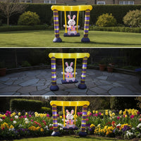 Inflatable Inflatable Rabbit on Swing Outdoor Easter Bunny Inflatable Festive Yard Decoration Cute for Families