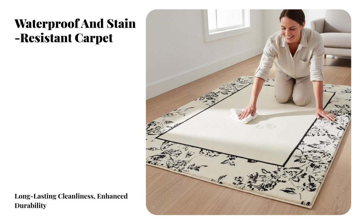 Wash Wipeable Rug Waterproof Rectangular Floor Carpet Easy to Clean Modern Decorative Rug for Pet Owners, Interior Decorators, Bedroom, Home