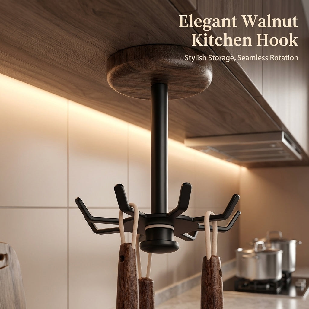 Cabinet Rotating Hook for Kitchen Utensils, Aluminium Alloy No-Drill Storage Cupboard Hanger, Easy Access for Students, Declutter Countertop Space