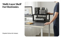 Space-Saving Desktop Audio Rack Sturdy and Long-Lasting Small Stereo Equipment Rack Stable Structure Audio Component Shelf Unobstructed Design for Audiophiles, Music Producers, Home Studio, Study Room