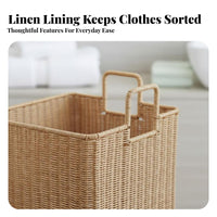 Stylish Design Square Woven-Design Bin Sturdy Tall Woven Container Easy to Clean Laundry Hamper Large Capacity for Hotel Managers, Apartment Dwellers, Bathroom, Bedroom, Dorm Room, Nursery
