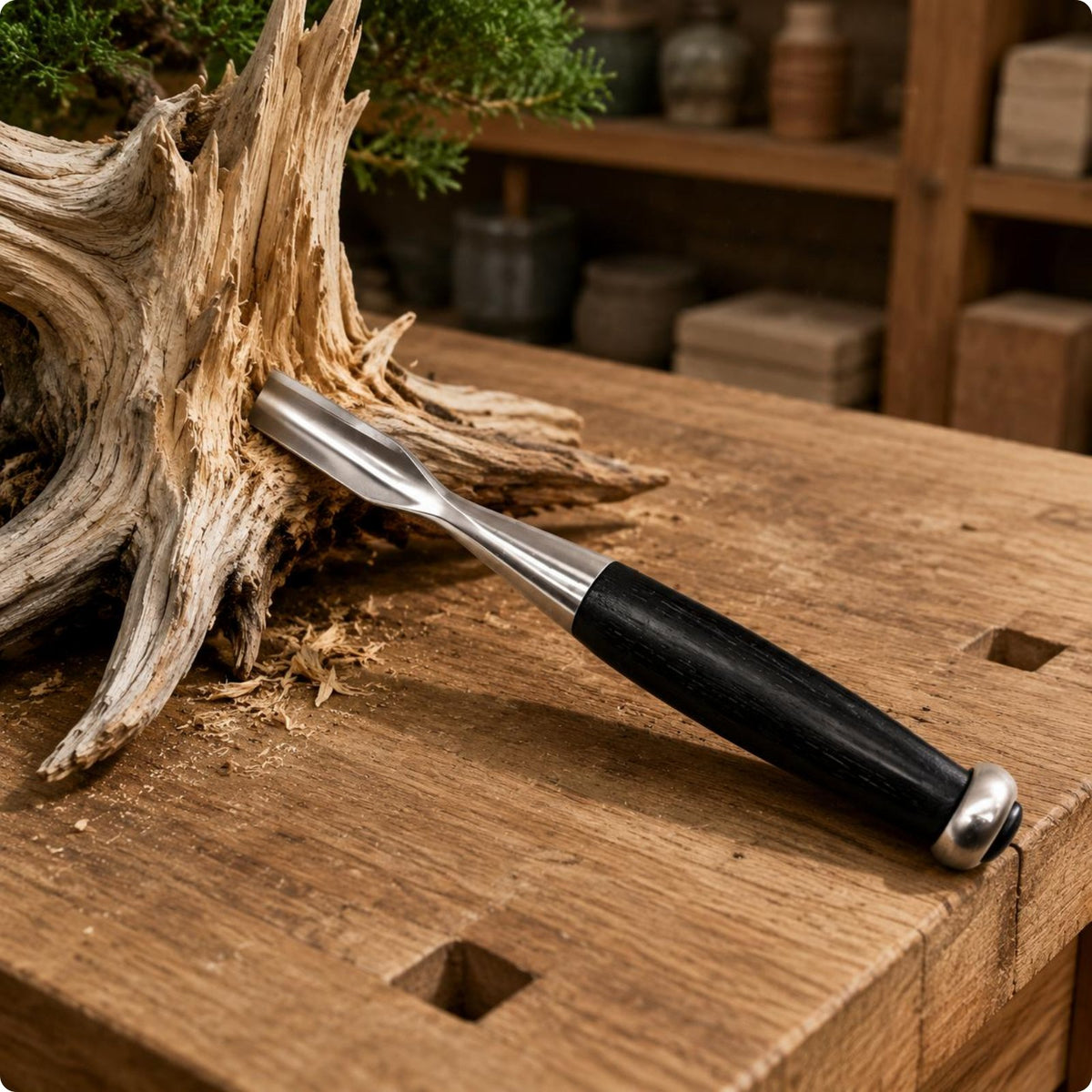 Bonsai Shaping Carving Tool Black Handle Hand Tool Tapered Neck Manual Implement