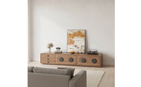 TV Cabinet with Drawers Low-Profile TV Stand Rounded-Edge Media Console for Living Room