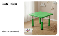Easy to Clean Height Adjustable Toddler Table Set Rounded Corners Adjustable Height Kids Play Table Stable Design Square children's Study Desk Sturdy & Long-Lasting for Toddlers, Preschoolers, Teachers, Daycare Center, Playroom, Classroom, Bedroom