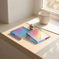 100 Pieces Polished Edges Holographic Acrylic Block Crystal-Like Craft Supply Thin Art Material Light Refraction for Decorative Projects