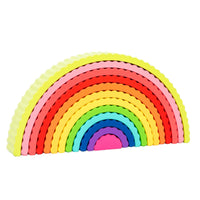 Wooden Rainbow Stacker Smooth Finish Wooden Rainbow Arch Stacking Toy Educational Stacking Arches Open-Ended Play