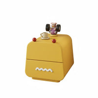 Mini Size Cartoon Bear Nightstand Space-Saving Bedside Table Rounded Corners Storage Cabinet Easy Assembly for Children, Toddlers, Parents, kid's Room, Bedroom, Nursery, Playroom