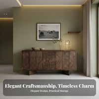 Japanese Rustic Aesthetic Storage Cabinet Rustic Charm Reclaimed Elm Wood Buffet Handcrafted Solid Wood Buffet Cabinet for Homeowners, Dining Room