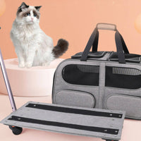 Wheeled Pet Carrier with Telescopic Handle Soft-Sided Wheeled Pet Carrier Comfortable Car Rides