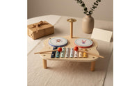 Child-Centered Inspired Wooden Music Station Early Education Xylophone Drum Cymbal Toy Natural Wood Toddler Music Station Educational for Toddlers, Preschoolers