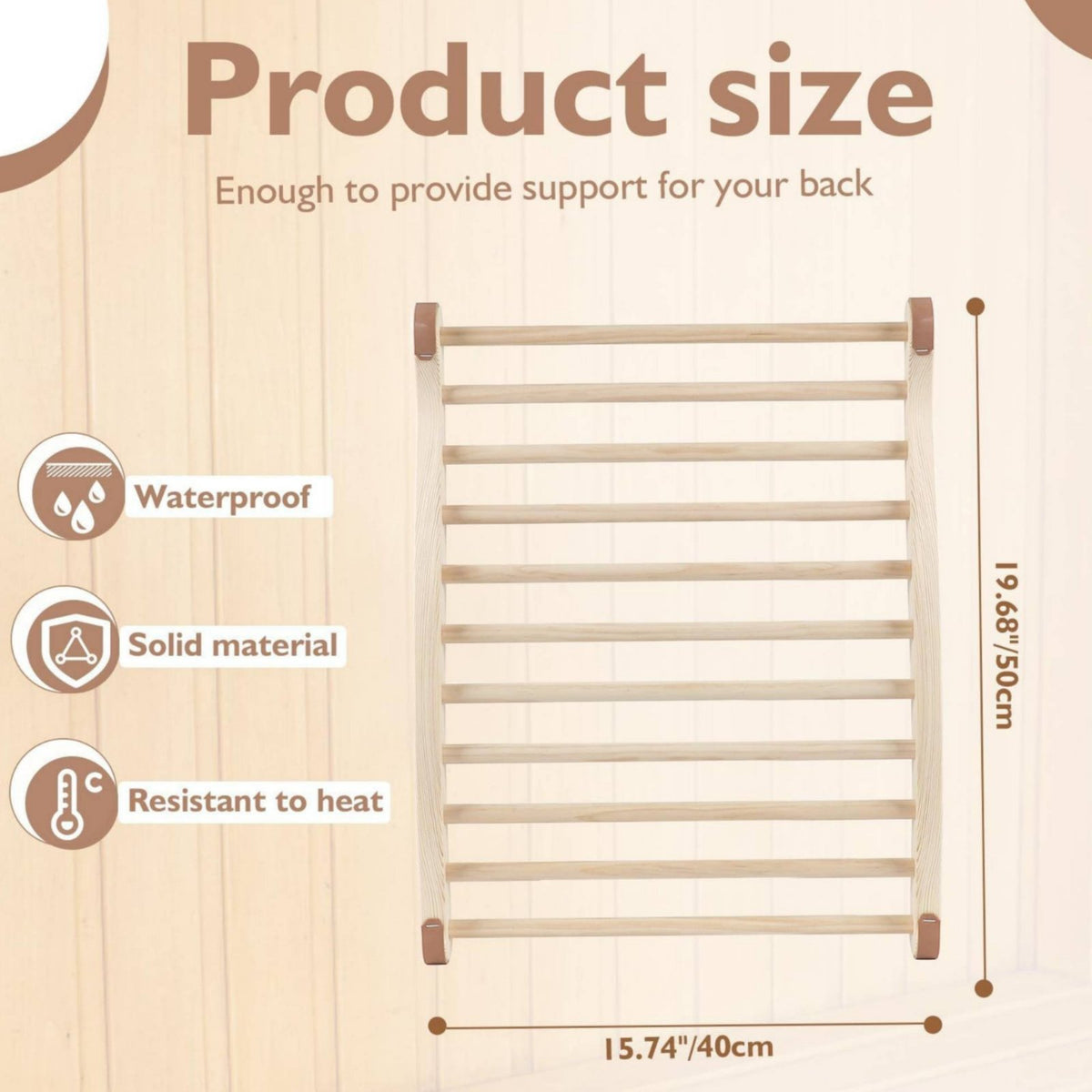 S-Shape Sauna Backrest Natural Wood Construction S-Shaped Wooden Backrest