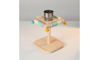 Desktop Bird Stand Wooden Bird Stand with Drink Holder Stainless Steel Playground for Small Birds, Parrots, Desk, Table