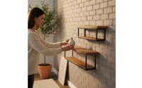 Wall-Mounted Metal Brackets Space-Saving Wall Shelves with Metal Brackets Sturdy for Entryway