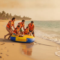 Multi-Handle Towable Water Tube with Nylon Cover Tear-Resistant Inflatable Towable with Handles Stable Safety for Families