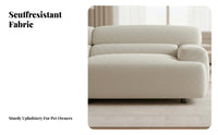 3-Seater sectional Sofa Removable and cleanable Cover Upholstered Multi-Seater Couch French Cream design Living Room Seating for Homeowners, Lounge Area