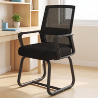 Office Chair with Sled Base Ergonomic Mesh Office Chair with Armrests Breathable Furniture for Telecommuters, Professionals, Study Room