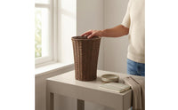 Handwoven Paper Rope Waste Basket Textured Weave Desktop Storage Basket Open Top Office Tidy