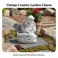 Solar Cherub Statue Light Source Brightness Resin Cherub Sculpture Outdoor Decoration Weather Resistant Lawn Decoration