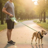 Automatic Extending Pet Leash Single-Button Brake & Lock Extending Dog Leash with Light Nylon Tape for Outdoor