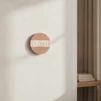 Clock with Wood-Grain Panel Modern Digital Wall Clock   for Office