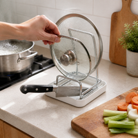 304 Stainless Steel Countertop Pot Lid Holder for Kitchen