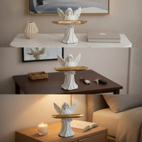 Angel Statue with Tray Tabletop Angel Sculpture with Tray Carved Decor for Entryway