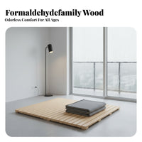 Wooden Slat Set Foldable Design foldable Slat Foundation Moisture-Resistant Mattress Support for Apartment Dwellers, Homeowners, On Floor, Guest Room