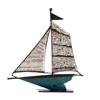 Iron Sailboat Decor Nautical Metal Sailboat Decor Coastal Ship Sculpture for Office