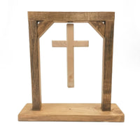 Floating Cross Display Freestanding Decor Stable for Mantel