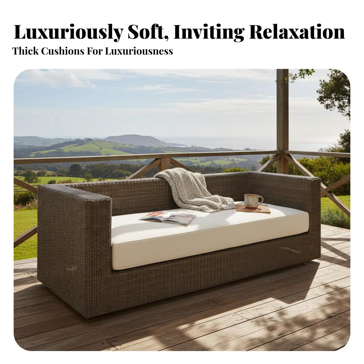 4 Pieces sun-resistant 4-Piece Woven outdoor seating set Weather-Resistant Outdoor Furnishing Modern Design Lounge Seating upholstered paded for Guesthouse Owners, property owners, Garden, Terrace, rearyard, Balcony