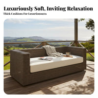 4 Pieces sun-resistant 4-Piece Woven outdoor seating set Weather-Resistant Outdoor Furnishing Modern Design Lounge Seating upholstered paded for Guesthouse Owners, property owners, Garden, Terrace, rearyard, Balcony
