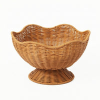 Imitation rattan Basket with Pedestal Handwoven Imitation rattanFruit Basket Round Bowl for Dining Table