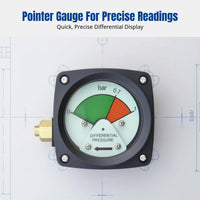 Compressed Air Strainer Differential Pressure Gauge, Inline Installation, Pointer Display, Multi-Model, Adjustable Direction