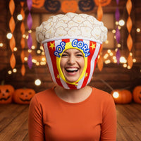 Popcorn Costume Headpiece Funny Design Popcorn Bucket Hat Carnival Style Novelty Headwear for Party