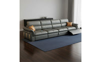 Electric Leather Sofa Bed Adjustable Headrest Power Reclining Sectional Sofa Built-in USB Port Convertible Recliner Couch with Storage