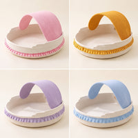 Semi-Enclosed Cotton Rope Cat Bed Handwoven Cat Bed with Canopy Handmade Cozy for Indoor Cats, Kittens, Living Room, Sunny Corner