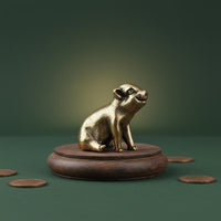 Vintage Design Antique Copper Pig Brass Pig Figurine Antique Design Piglet Statue for Feng Shui Enthusiasts, Collectors, Shelf Decor, Office, Car Dashboard
