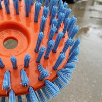 Blue Bristles Nylon Brush Head Orange Base Trimmer Brush Head Mounting Hole Garden Tool Part Easy to Install for Cleaning Work, Grass Trimming