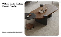 2 Pieces Space Saving Modern Wood Coffee Table Rounded Edges Nesting Coffee Table Set Versatile Application Easy Assembly for Design Enthusiasts, Apartment Dwellers, Office Managers, Home, Lounge, Reception Area