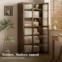 Glass Door Corner Shelving Unit Floor-Standing Tall Corner Shelf Unit Space-Saving bookshelf Sturdy Construction for Book Lovers, Apartment Dwellers, Homeowners, Living Room, Study, Bedroom