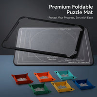 Storage Boxes with Foldable Puzzle Mat and Sorting Trays for Adults, Portable Roll with Adjustable Stand for Indoor Puzzling
