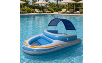 Backrest Inflatable Boat Raft Raised Seat PVC Buoyant Boat Blue and White Water Craft