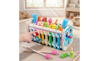 Toddler-Friendly Wooden Pounding Toy with Pegs Developmental Pounding Toy with Mallet Colorful Wooden Activity Box Educational for Toddlers, Playroom, Preschool